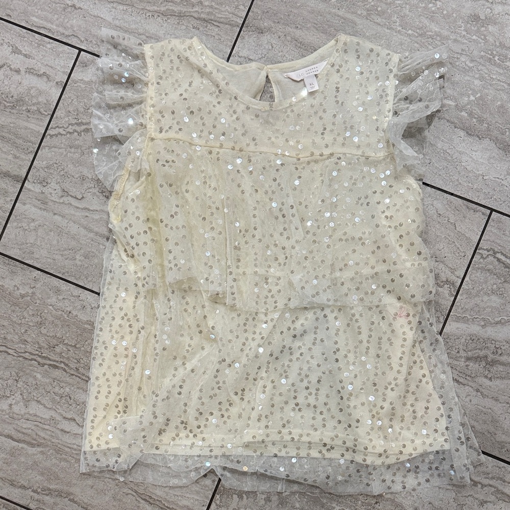 Sequin Embellished Cream Top
